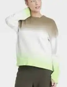 All in Motion Dip-Dye Crewneck Sweatshirt Women's Large Green‎ Brown White