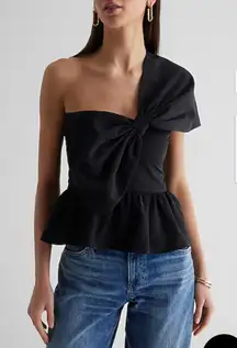 New With Tags Express One Shoulder Statement Bow Corset Peplum Top Sz L