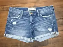 Abercrombie & Fitch Low Rise Denim Shorts Cuffed Distressed Womens Size 8