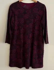 Gudrun Sjoden Long Sleeve Crewneck Dress Women’s Small Red Black