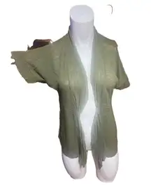 Mossimo Olive Green Open Front Cadigan Boho Chic Short Sleeve Top XL