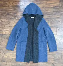 Marine Layer • Wren Hooded Coat jacket blue grey sweater knit cardigan