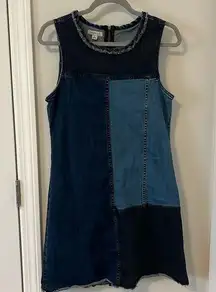 Calvin Klein  Jean denim patch work sleeveless dress in size Large