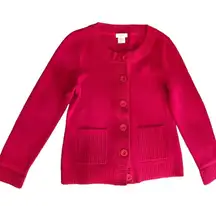 Kate Hill Clueless Preppy Button Up Cardigan M Raspberry Cotton Blend LS Summer