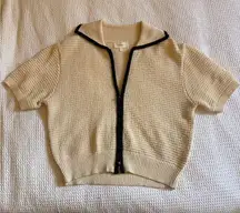 Bohme Cream and Black Cardigan Sweater