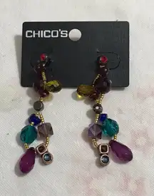 Chico’s Hypoallergenic Colorful Acrylic Beaded Dangle Drop Earrings