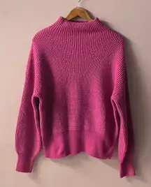 Rachel Zoe Hot Pink Knit Mock Neck Sweater GUC Size M