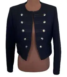 Mango Navy Structured Blazer with Silver Buttons