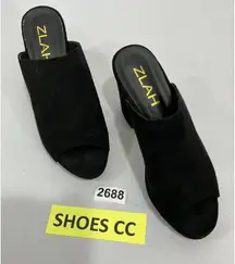 Womans Zlah 39 (8) Slip On Open Toe Black Faux Suede Mules