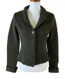 Peruvian Connection XS Brown Wool Cardigan Cottagecore Boho Academia Cozy FLAW