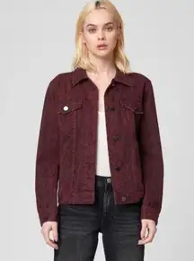 NWT Blank NYC Rattled Up Burgundy Snakeskin Print Denim Jacket Medium