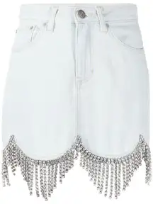 AREA Scalloped Crystal-embellished Denim Mini Skirt size 27