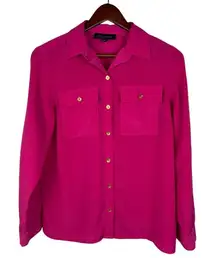 Jones New‎ York Collection 6 Petite Pink Textured Button Up Collared Shirt 6P