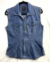 Vintage American Eagle M Denim Zip Vest Y2K Grunge Western Punk 90s Streetwear