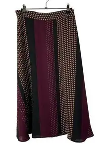 Ann Taylor Red Mixed Print Midi A-Line Skirt 10