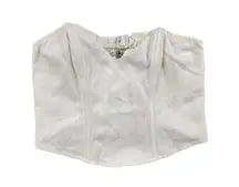 Beginning Boutique - Karlee White Buckle Strapless Top in White