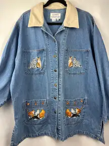 Women’s Casey Coleman Kitty Cat Jean Shacket Size 2X