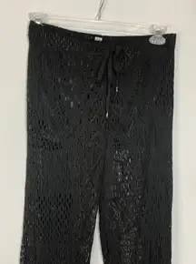 Golden Black Women's Mesh Net Bohemian Swimsuit Cover Up Pants Black Size Large