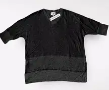 Olive & Oak V neck 1/2 sleeves dark gray sweater top size Large