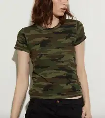 NSF Alessi Baby Tee Deep Olive Camo 100% Cotton Shrunken Slim Fit Size Small