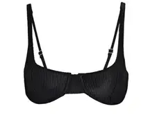 💕FRANKIE'S BIKINIS💕 Anna Ribbed Underwire Bikini Top ~ Black Small S NWT
