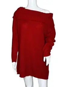 Allison Brittney Sweater Women 1X Red Chunky Knit Tie Side Cozy Casual Preppy