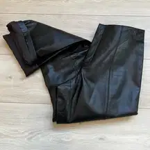 Nine West Genuine Leather Pants Black Straight Size 8