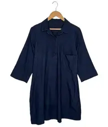 COS  Dress Womens 8 Shirt Dress Henley Button Pockets Dark Wash Denim Blue