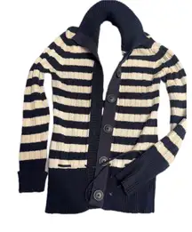L.O.G.G. by H&M Medium Striped Button Up Shawl Collar Knit Cardigan size M
