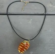 Carnelian Agate Gold Caged Stone Pendant Necklace