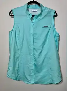 EUC‎ COLUMBIA PFG Sleeveless Teal Button-Down Top - XL