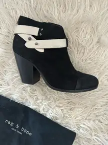 Rag & Bone Boots Suede Harrow Ankle black and white