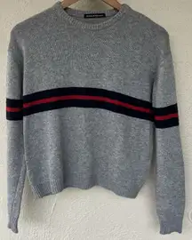 Brandy Melville M Gray Striped Knit Wool Cashmere Pullover Sweater Prep Italy
