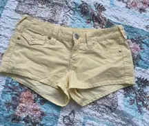 True Religion Y2K corduroy butter yellow shorts