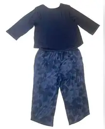 Anybody Brushed Jersey Printed Sleep Set Navy Tie Dye Size 1X Soft Comfy Pajamas