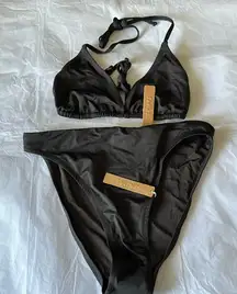 Skims Swim Bikini Set triangle top "L" and high leg bikini bottom "M"Color‎ onyx