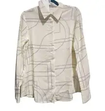 Mango  Ivory lines flowy button up shirt Medium