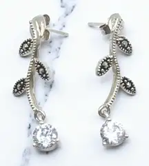 Silpada Sterling and Marcasite post earrings with cubic zirconia stones