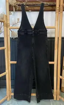 Free People A Line Wide Leg Cropped Plunging V Neck Denim Overalls - Sz 8 🧡🎀