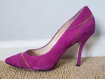 Fuchsia and Gold Zipper Pumps