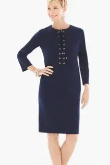 Chico’s Ponte Knit Navy Blue Lace-Up dress Chico’s Size 1 Women’s Size 8