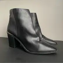 Liz Claiborne Eastriver Black Synthetic Pointy Toe Block Heel Ankle Boots