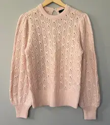 J. Crew Balloon Sleeve Cable Knit Sweater Size Small Pale Peach Light Pink