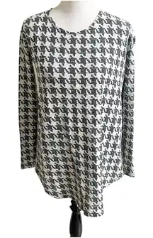 Reformation Houndstooth Print Tunic Size XS Oversized Black White Deep V Back