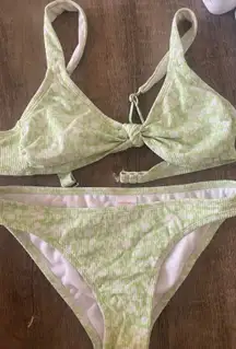 neon green floral bikini