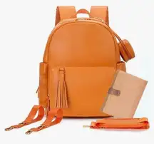 Minsong vegan leather diaper bag backpack
