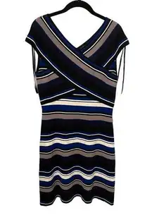 Stripped Ivanka Trump Blue Knit Dress