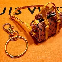 NEW HANDMADE Fashion light brown/orange speed pu leather mini bag charm/keychain