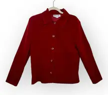 Briggs Red Faux Suede Button Front Shirt Jacket Vintage Y2K Quiet Luxury S