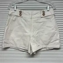 Moon River NWT Cream Button Detail Linen Blend High Rise Shorts Size Large